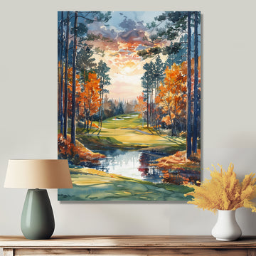 Green Orange Autumn Golf Haven Country Club I - Golf Canvas Wall Art